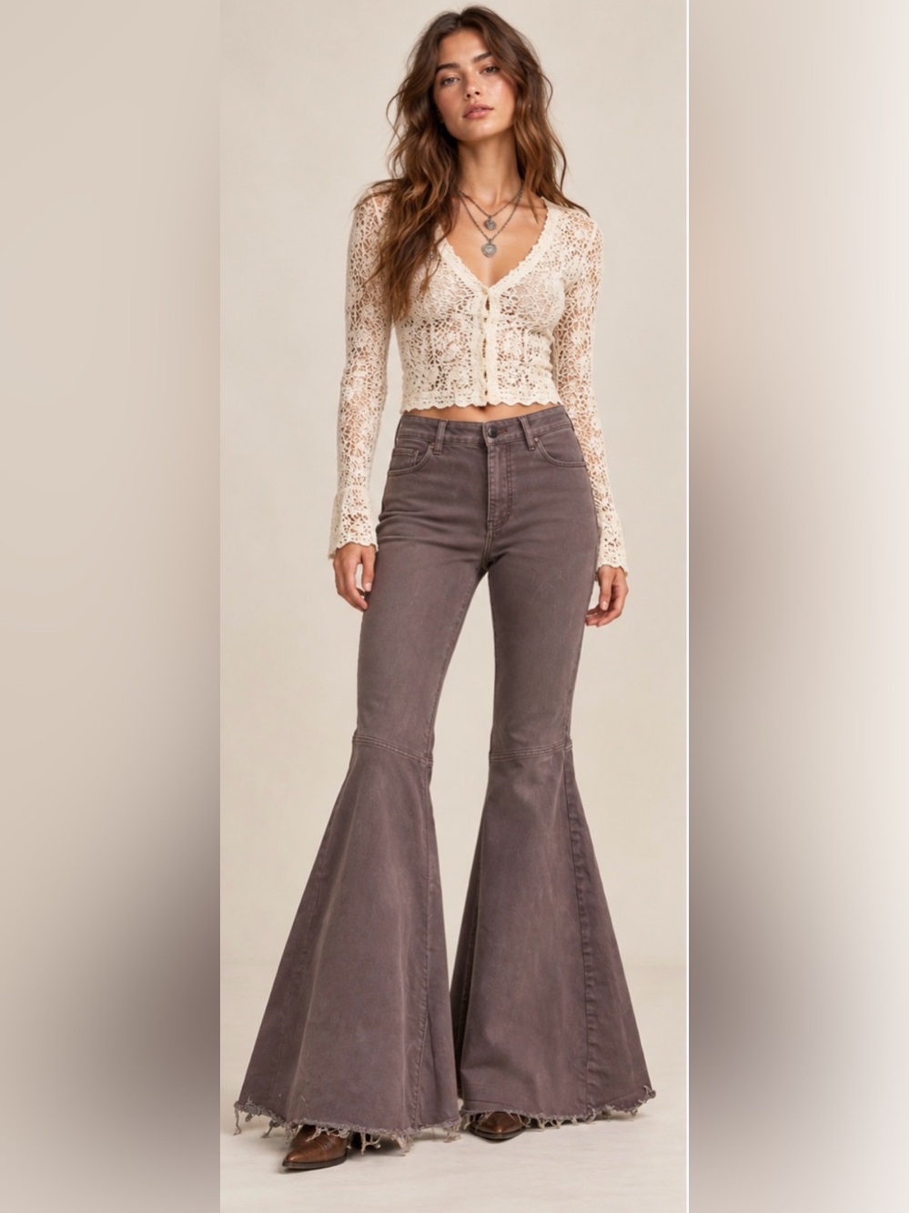 We The Free Chocolate Brown Wide Leg Flare Jeans